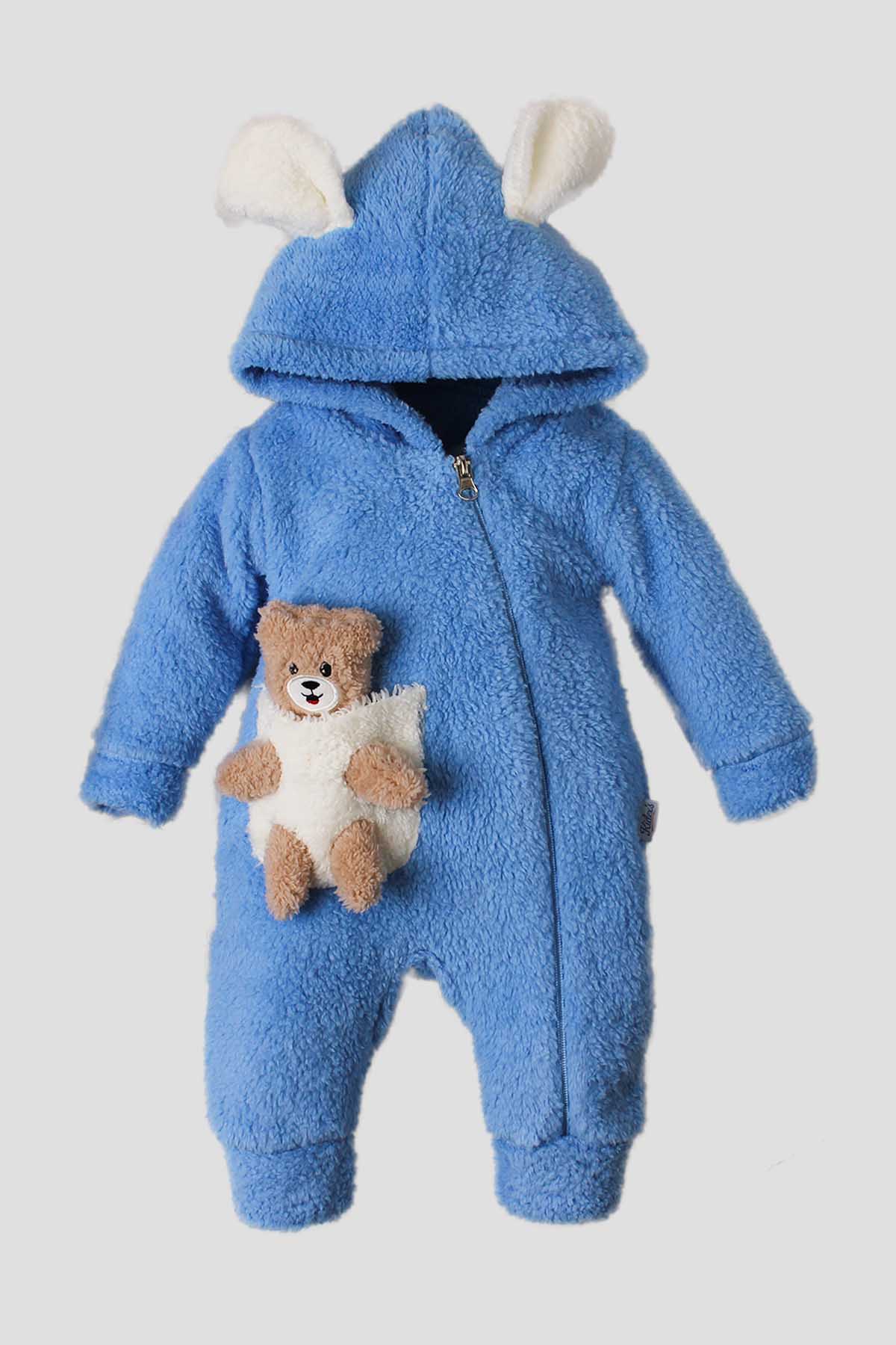 Tavşan Kulaklı Havuç Detaylı Peluş Bebek Tulum 0 24 Ay